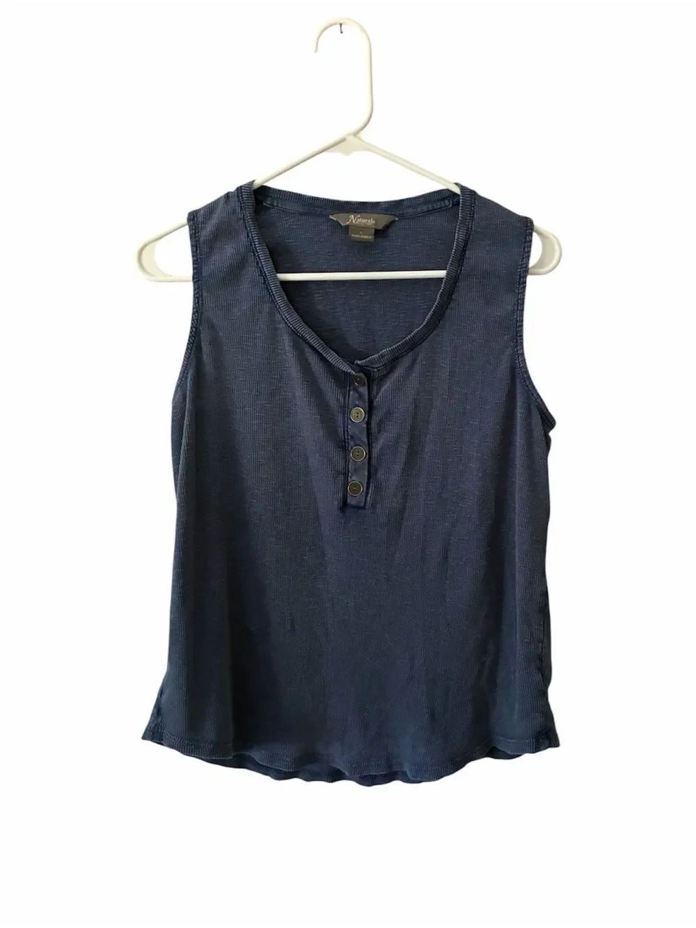 Natural Reflections Blue Sleeveless Button‑Front Tank – Size Large – NWOT